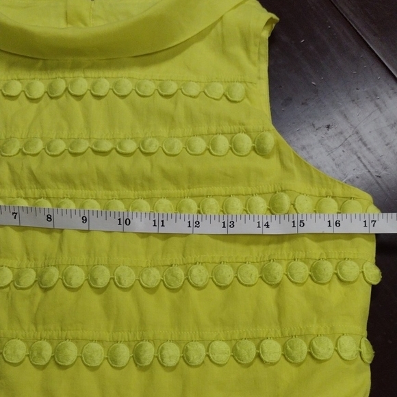 J. Crew Yellow Textured Tank Top with Pom-Pom Detail Y2K, Romantic, Femenina. - Picture 8 of 12